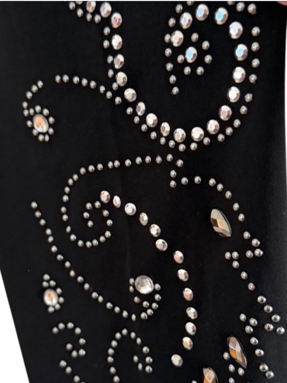 VENUS Boho Chic Black Rhinestoned Enhanced Accented Leggings Size XL - Picture 3 of 8